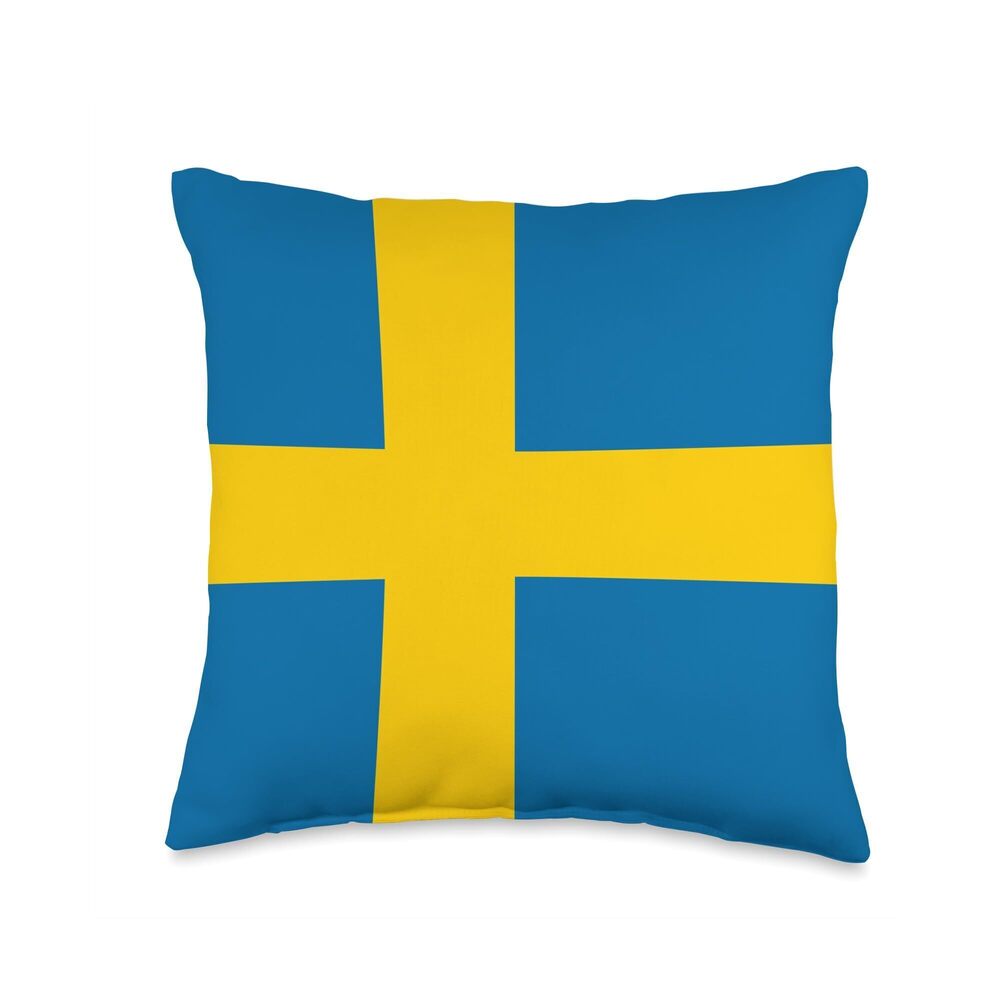 1258 Sweden Flag Swedish Flag Throw Pillow